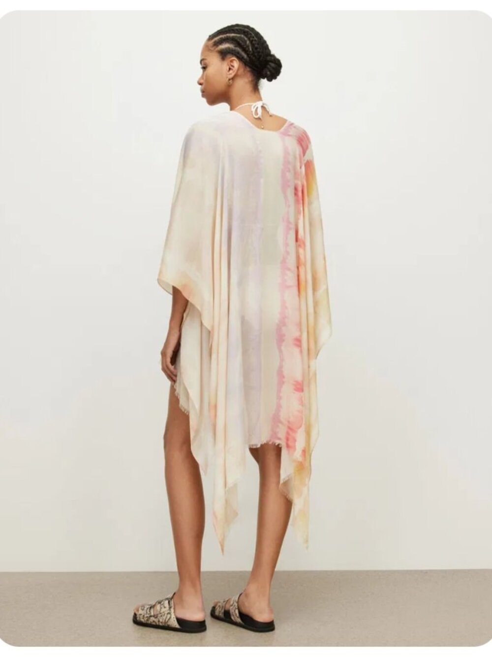 ALLSAINTS Ruana Tie Dye Cover Up in Rainbow - Picture 2 of 12